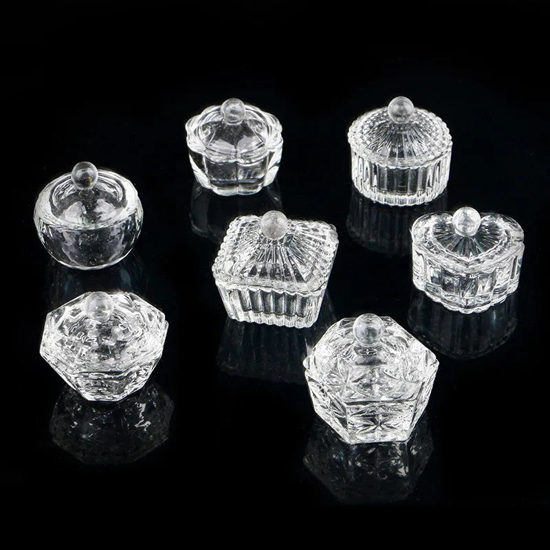 Nail Cup Acrylic Powder Liquid Pigment Nail Art Bowl Bottle Container clear Dappen Dish Glass Nail Crystal Dappen Dish