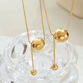 Unique 18k Gold Plated Stainless Steel Geometric Design Gold Bead Pendant Necklace