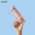 Quality Compact Mini 5-Folding Capsule UV Protected Manual Open Umbrella Solid Color Vinyl for Women-Business Style