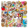 50PCS Cute Sloth Cartoon Stickers Removable Wall Stickers Motorcycle Skateboard Water Bottle Label Vinyl Stickers