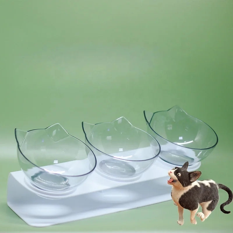 USMILEPET New Innovation ABS+PC Large Capacity Pet Cats Dogs Food Bowl & Automatic Water Feeder Triple for Cat Scratching