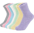 Cozy Winter Crew Socks Colorful Solid Fleece Black Pink Lavender Soft Warm Indoor Home Women's Socks