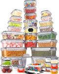 34 Pcs Set BPA-free Food Grade Clear Plastic Airtight Meal Prep Food Storage Container