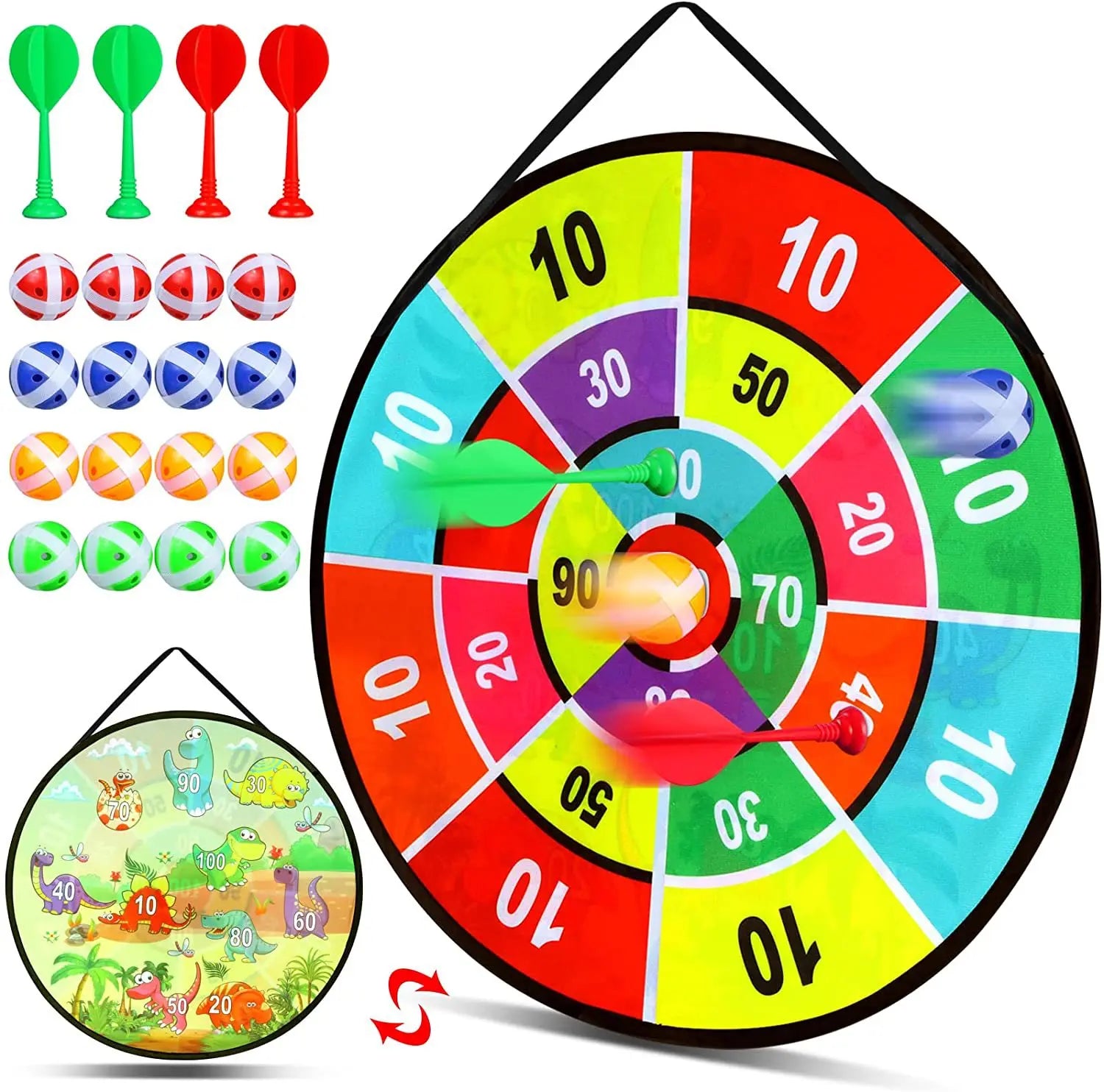 Children Double-sided Dartboard Indoor Fun Party Play Game Sticky Balls Large Dart Board for Kids