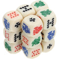 16mm Acrylic Poker Dice 6-Sided Ivory Tone Multicolored Characters Rounded Corners Poker Dice for Poker Games and Card Games