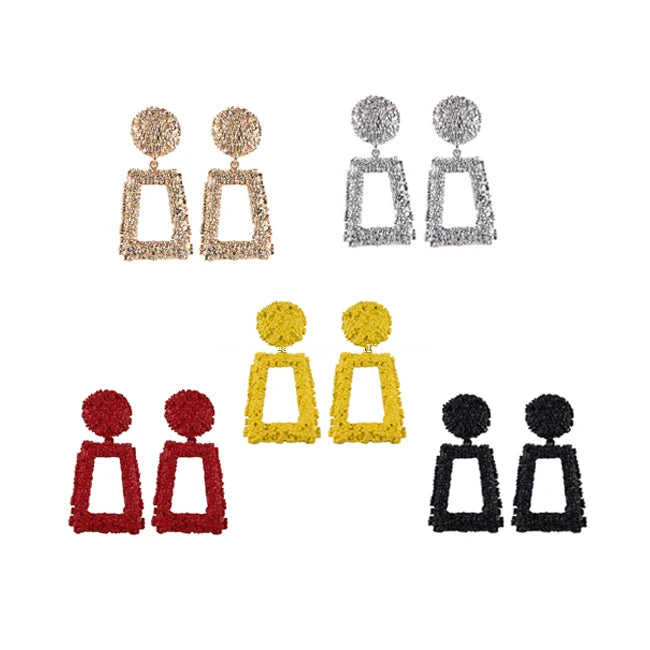 2025 Trendy Punk Design Zinc Alloy Gold Plated Geometry Earrings for Fashion Women Girls