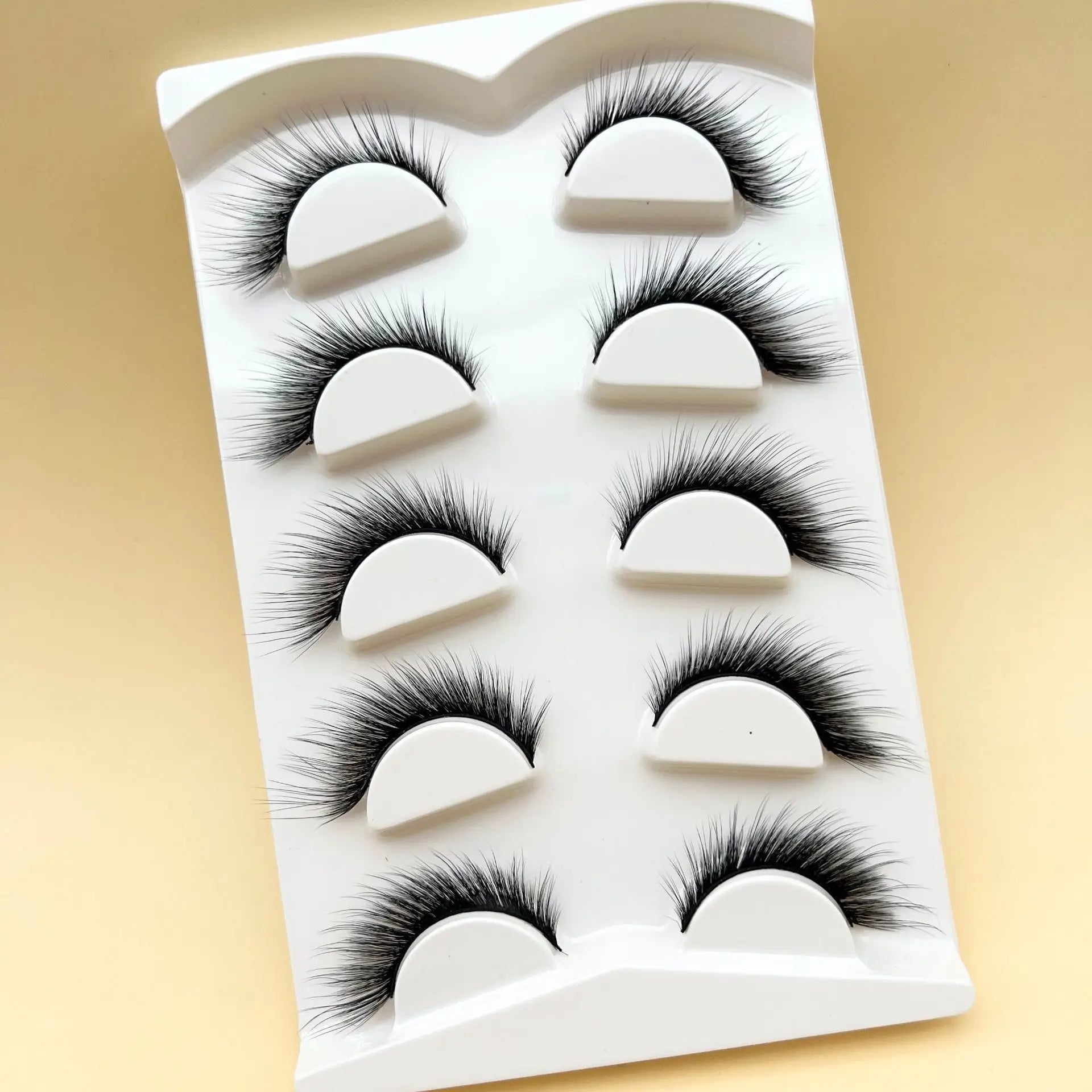 LM 5 Pairs Half Corner Eye Lashes  Full Strip Fox Eye Fluffy Silk Eyelashes Customized Packing 3D 5D 6D Cat Eye Faux Mink Lash