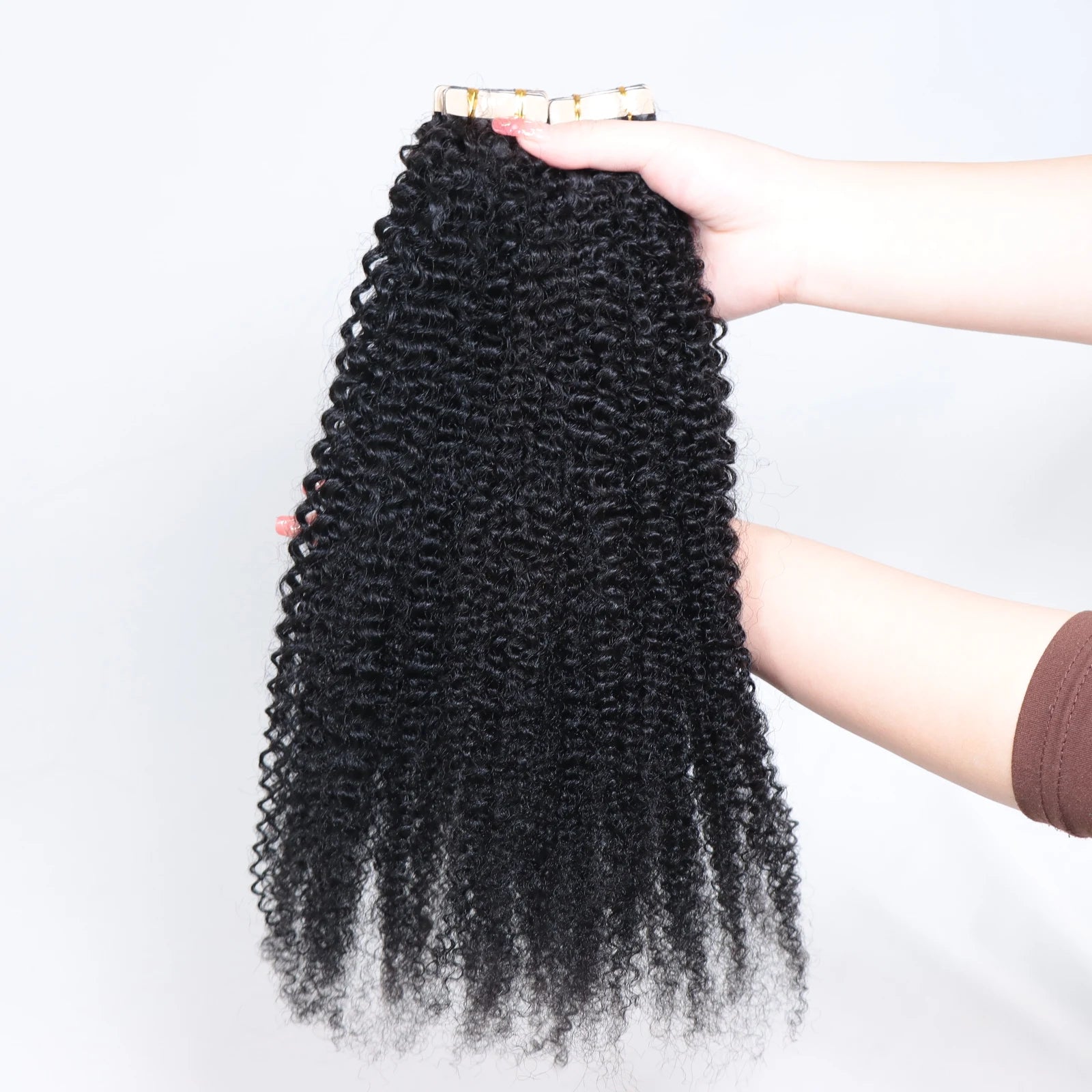 Natural Color Virgin Russian NO Tangle No Shedding 18-24" 40pcs 100g Machine Double Weft Kinky Curly Tape Human Hair Extension