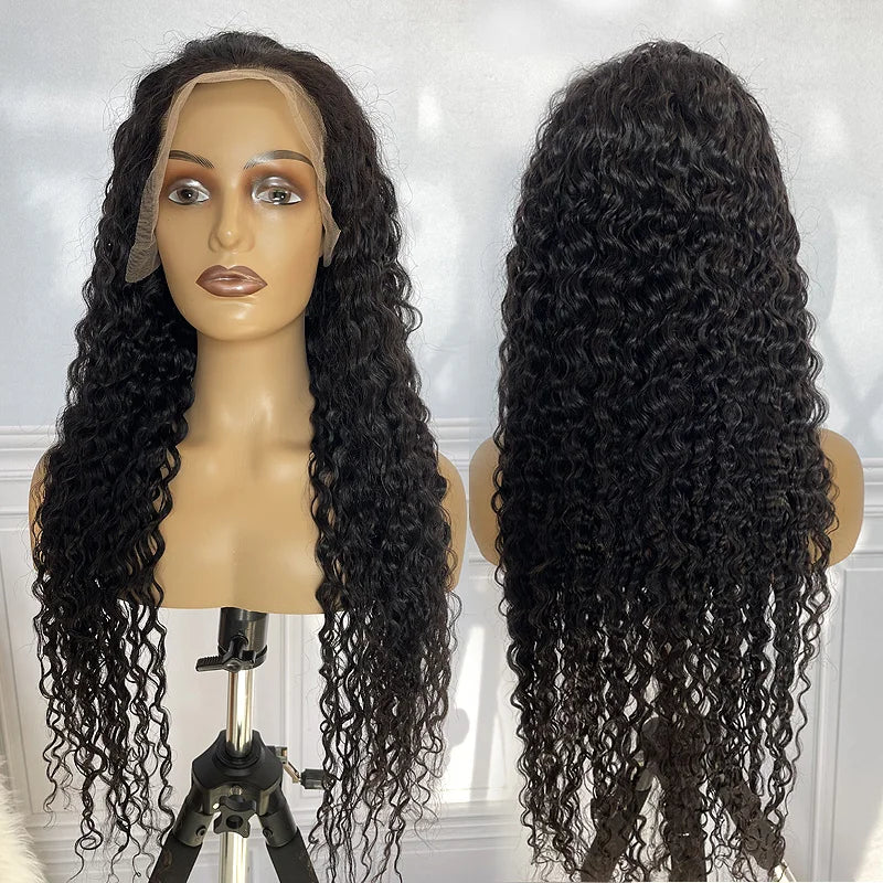 ZSF Hair 13x4 HD for for Wig Water Wave Transparent Unprocessed Virgin Brazilian Remy Hair 180% Density Natural Black