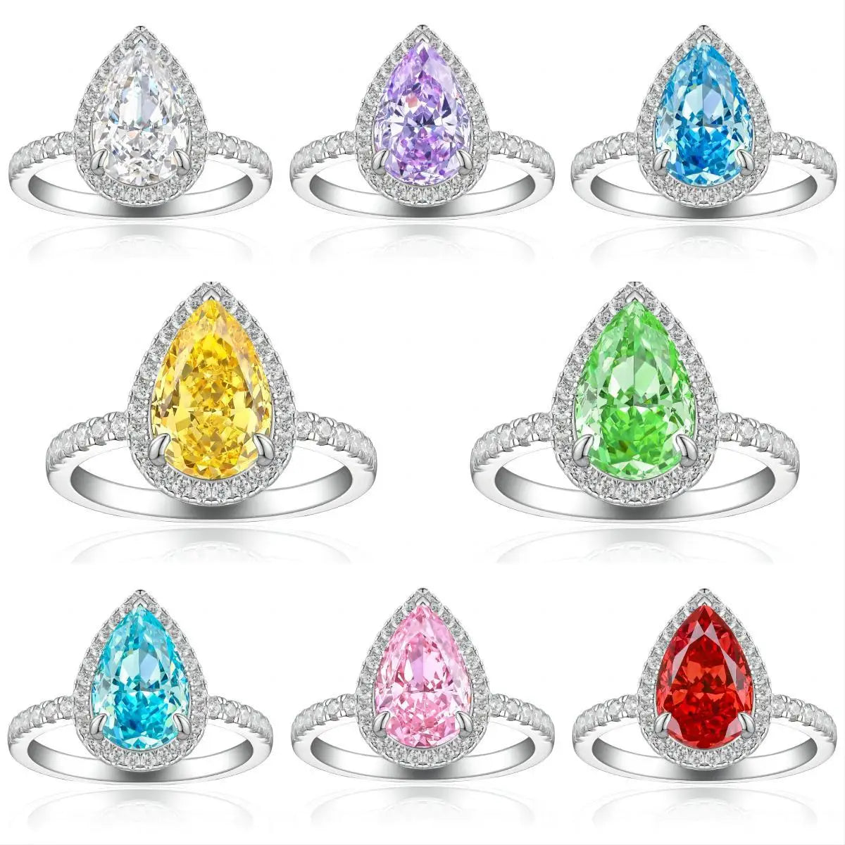Merryshine Fashion Jewelry 925 Sterling Silver Bulk Gemstone Engagement Blue Cubic Zirconia Ring for Woman