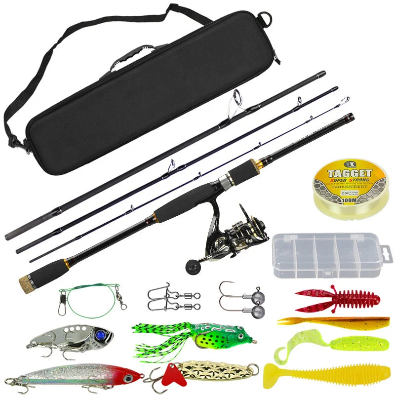 WEIHE 18pcs  2.1m Rod Spinning Reel Lure Line Accessory Set Fishing Rod and Reel Pesca Combo