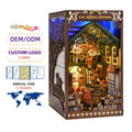 Hamaileon SL09 Cat Affairs Bureau Bookends 3D Book Nook Kit Decorative Puzzle DIY Book Nook with Dust Cover
