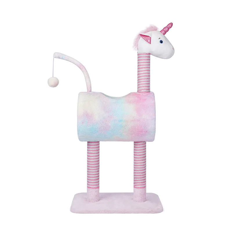 Wholesale unicorn Shape Post Scratching Wood Dropshipping Cat Trees for Small Cats