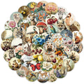 50Pcs Retro Animals Plants Illustrated Handbook Stickers for Kids Book Bottle Decor Animal Badge Sticker