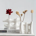 White Ceramic Hydroponic Flower Abstract Fence Shape Creative Decorative Vase