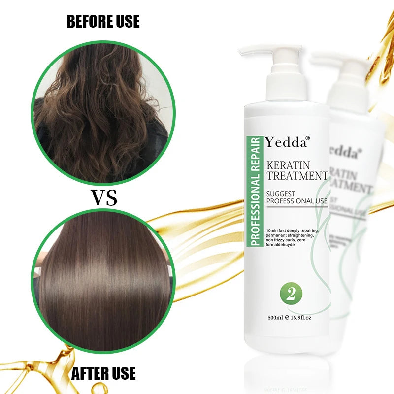 Yedda Professional Herbal Keratin Hair Treatment Cream 500ml Anti-Dandruff Smooth Straighten Repair Curly Hair Natural Organic