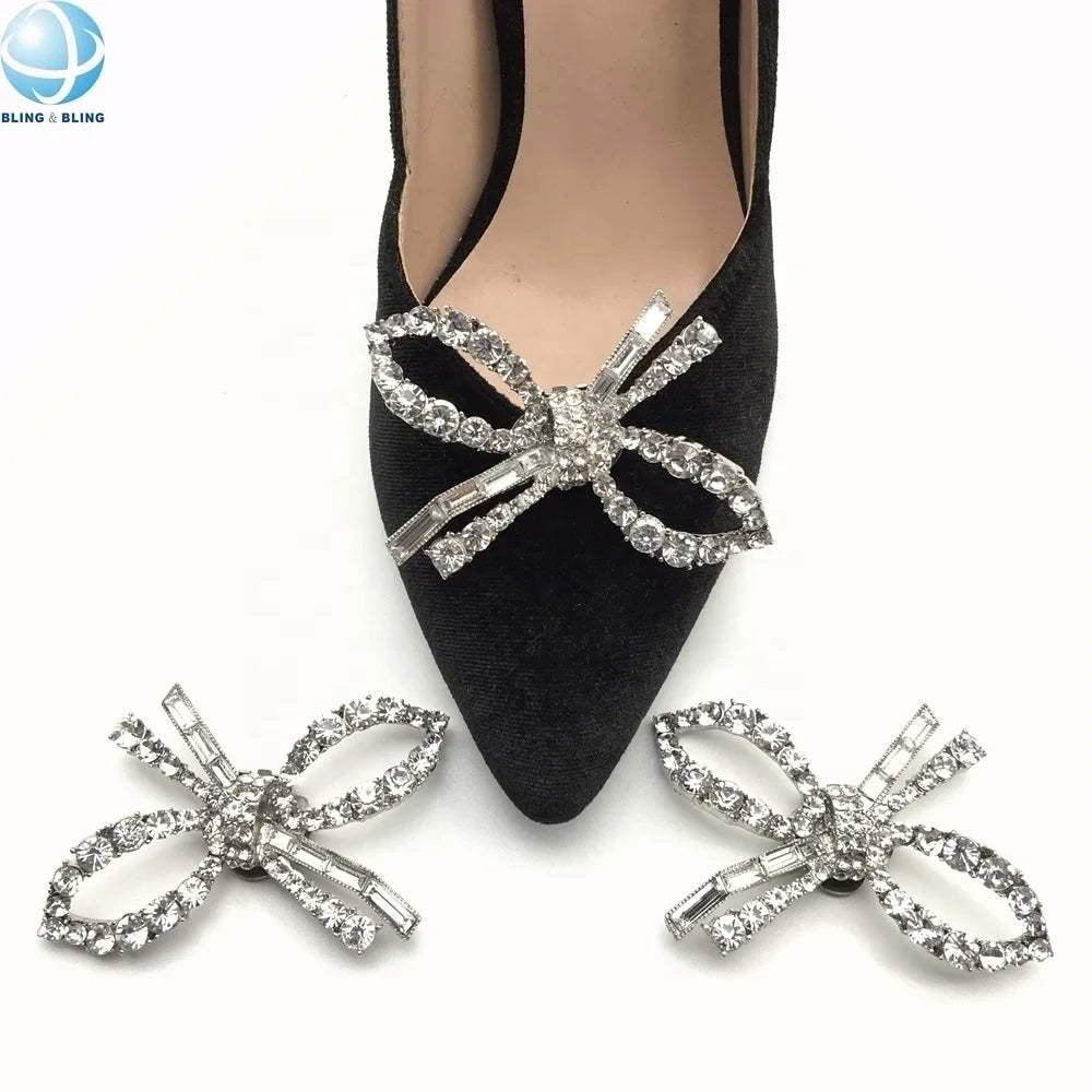 Detachable Shinny Rhinestone Shoe Clips Bows Decorative Accessories for Women Wedding Bridals Shoes Party DIY Fashion Ornament