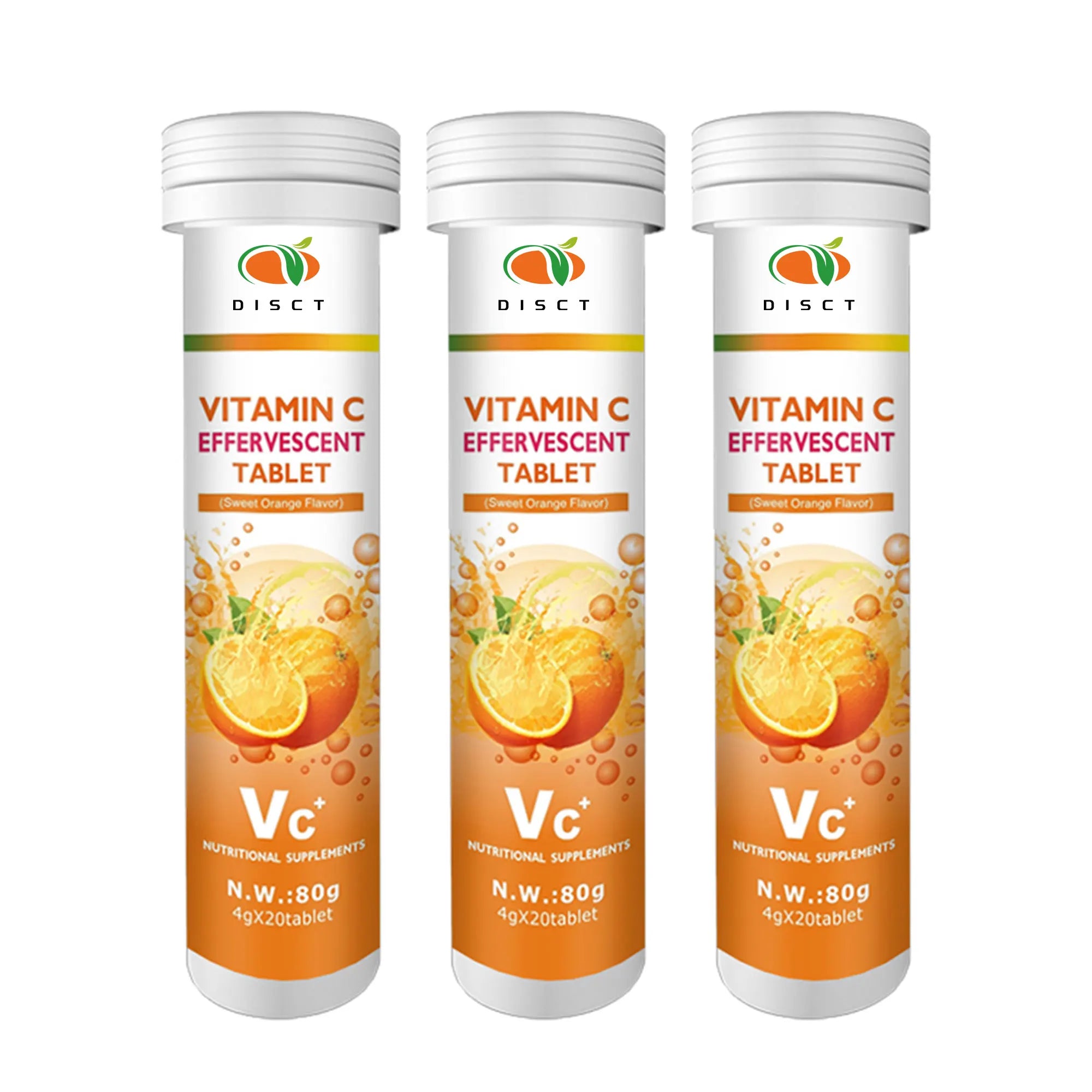 Private Label Sugar-Free Vitamin C Effervescent Tablets Orange Flavor for Teenagers Adults-Immune Booster Beauty Skin Supplement