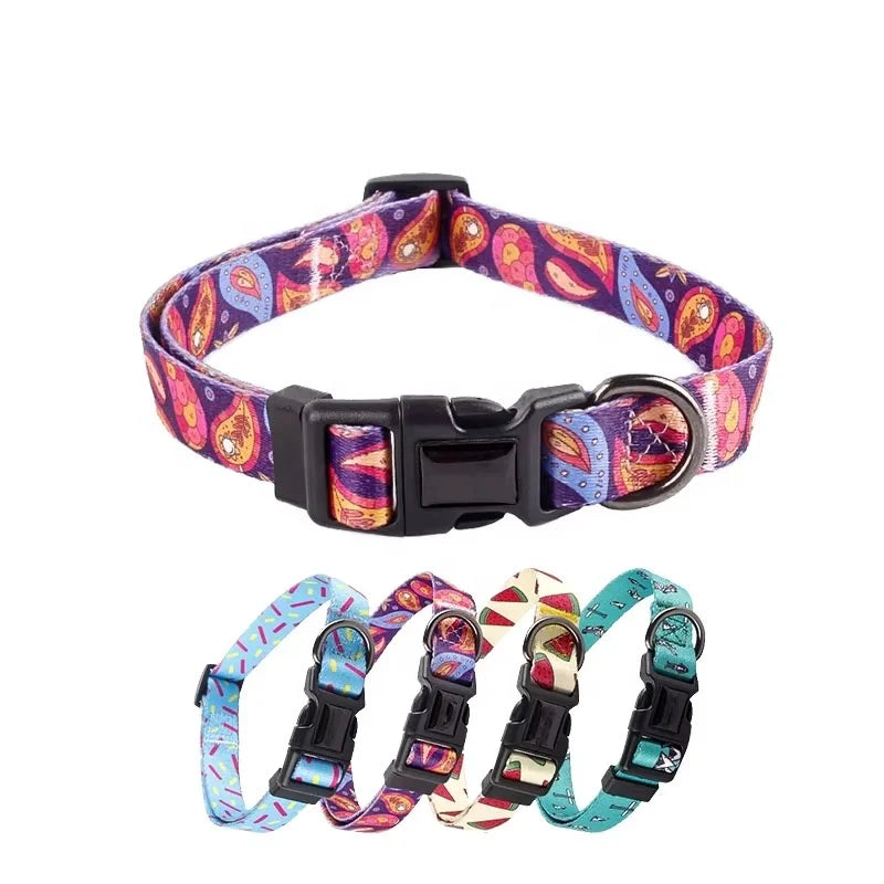 Hot Selling Multicolor Pet  Adjustable Polyester Print Collar for Dogs