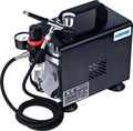 AS18BK 1/4HP Copper Gravity Feed Piston Compressor Mini Airbrush Kit with 35-40L/Min Airflow and 0.3mm Nozzle for Body Makeup