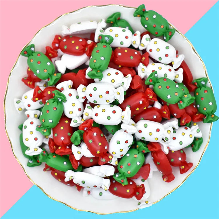 Christmas Candy Resin Flatback Cabochon for Diy Cream Glue Phone case Hairpin Accessories Decoration