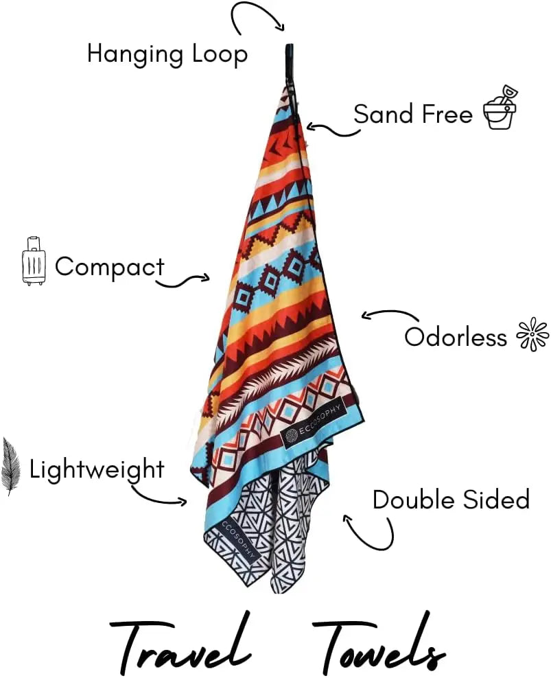 Super Absorbent Microfiber Beach Towel Quick Dry Lightweight Sand-Free for Pool Camping Gym Essentials for Summer GRS Certified