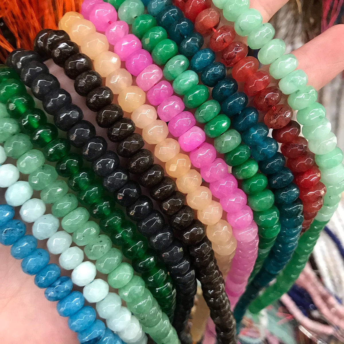 Wholesale 5*8mm Faceted Dyed Multicolour Rondelle Beads Faceded Rondelle Gemstone Beads for Jewelry Making Diy