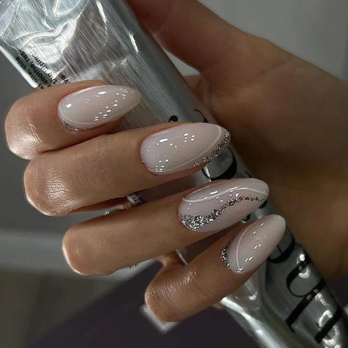 Supplier French Almond Press on Nail Stickers Medium Stiletto Fake False Nails Full Cover Nail Artificial for Ladies