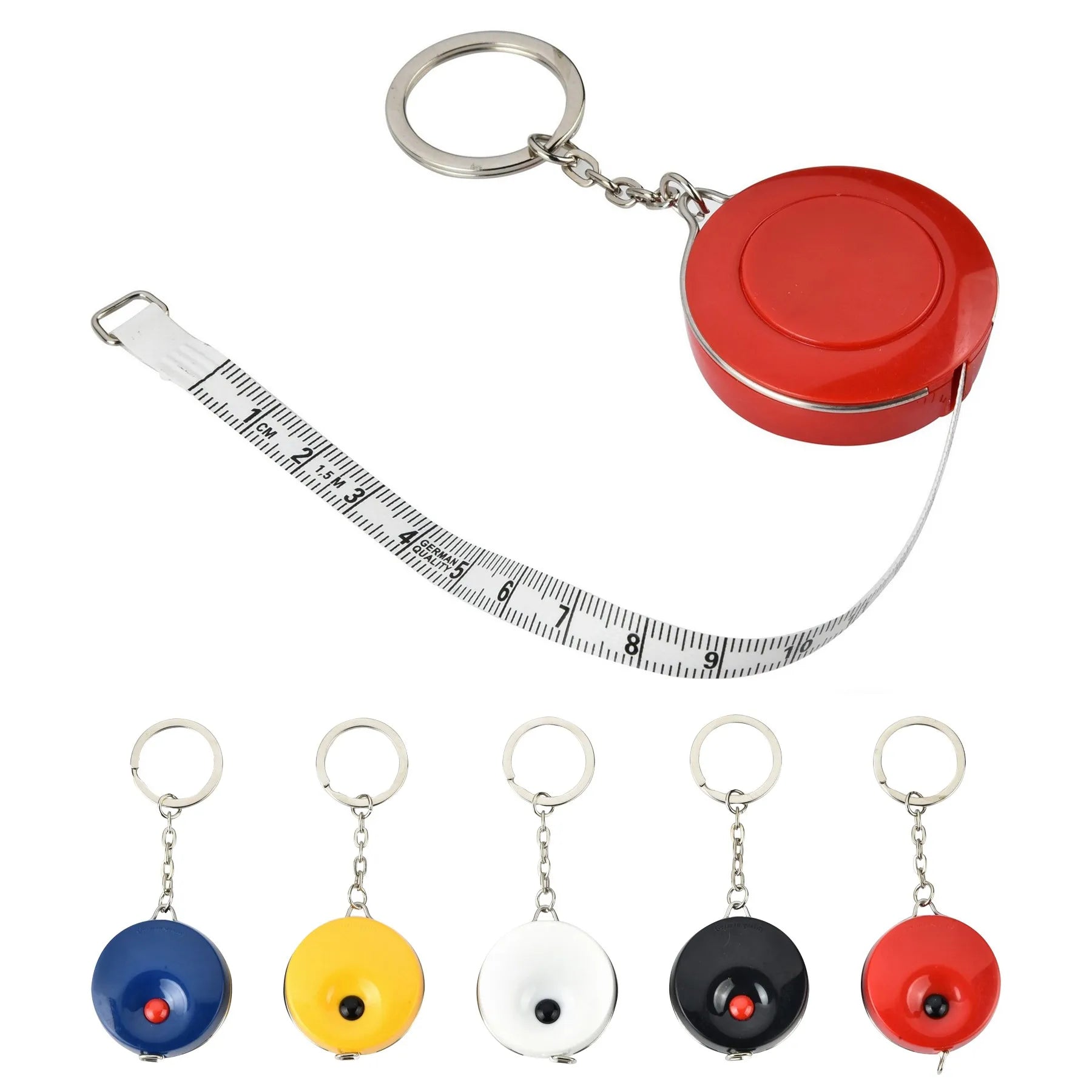 Customizable Round Mini Tape Measure Keychain