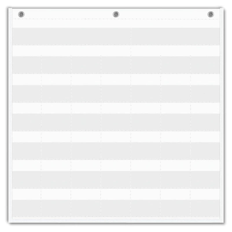 Classroom Monthly Calendar Pocket Chart for 2.75x2.75 Cards White Fabric School Supplies Must-Have Homeschool Organizer