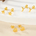 Fashion 925 Sterling Silver Stud Earring Jewelry Star Moon Heart Shape Set  Gold Plated Sterling Silver Stud Earrings for Women