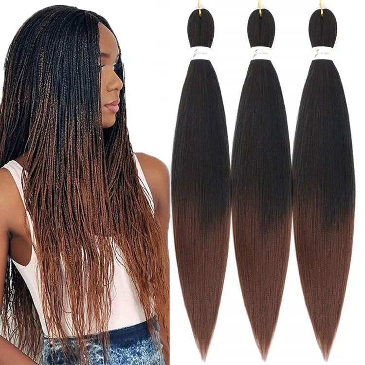 Easy Braiding Hair Extensions Pre Stretched Braids 26 Inches Ombre Braid Hair Yaki Texture Synthetic Fiber Hot Water Setting