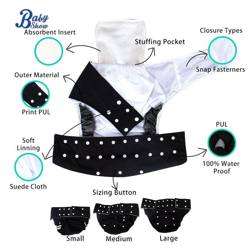 2023 Babyshow Wholesale Reusable Adult Cloth Nappy Pants PE Film Material for Old Women Incontinence