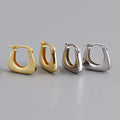 Europe Fashion 925 Sterling Silver Chunky Plain Punk Gold Plated Hoop Earrings for Women Jewelry Drop Shipping
