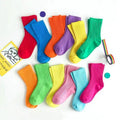 Cute Fluorescent Candy Color Boys Girl Cotton Crew Solid Students Weekly Socks Casual Street Sport Wear Spring Big Kids Socks
