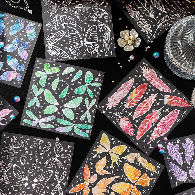 2PIECES/PACK Pet Stickers Silver Wing Heart Series Wings Three-Dimensional Hot Silver Notebook DIY Material Stickers 6