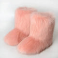 Winter Warm Adult Faux Fur Snow Cute Flat Mid-leg Boots Women Ankle Boots Fluffy Non Slip Faux Fur Plush Girls Boots
