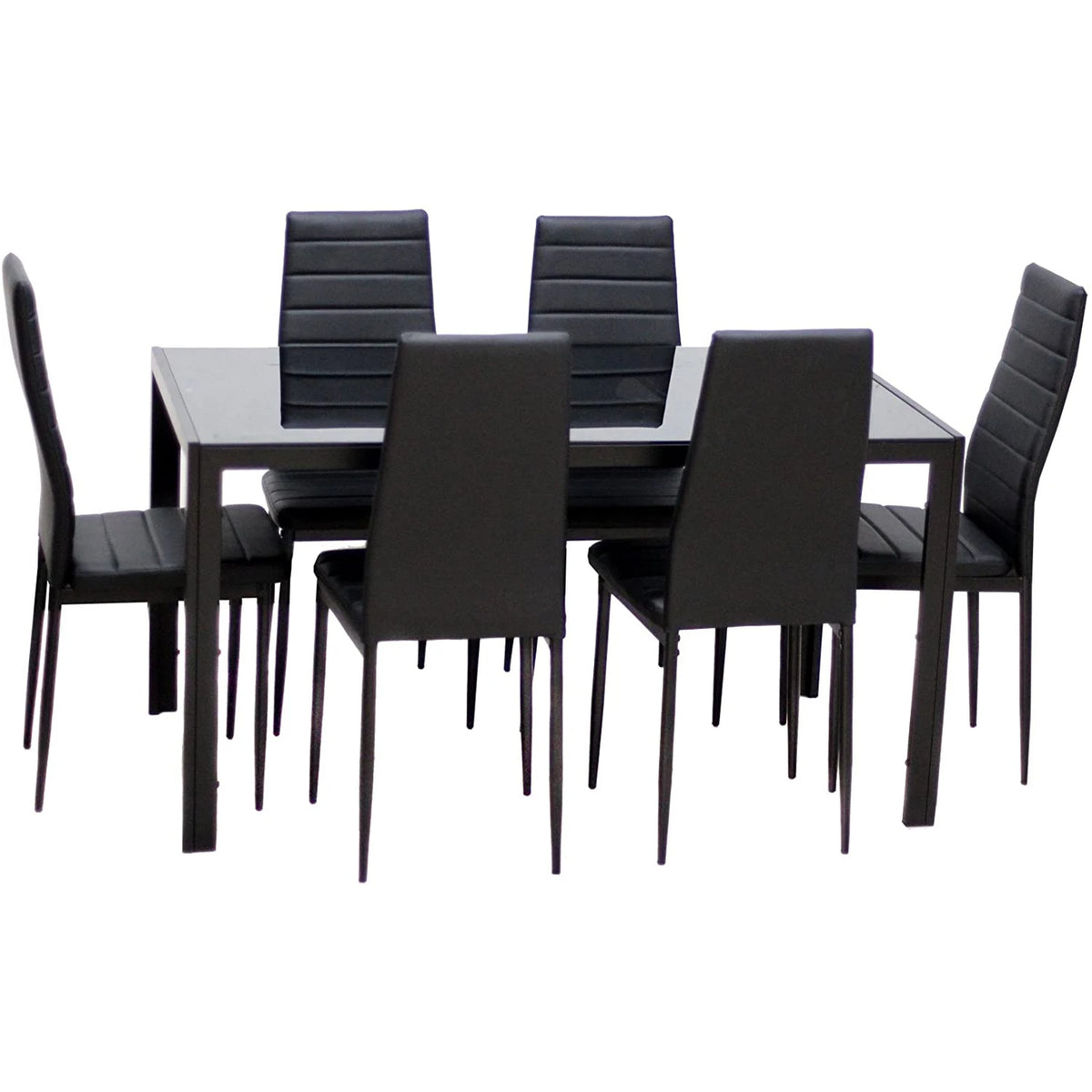 6 Chairs and 1 Extendable Luxury Classic Modern Metal Dining Table Set for Home Hotel Apartment Use
