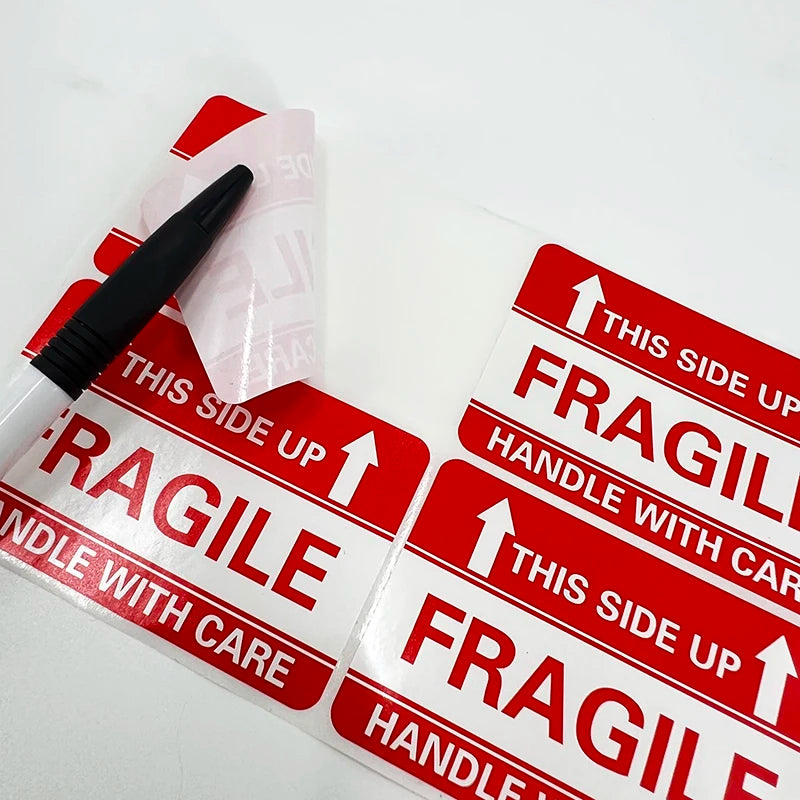 Custom Vinyl Waterproof Fragile Warning Packaging Stickers for Craft & Shipping Customizable Adhesive Labels
