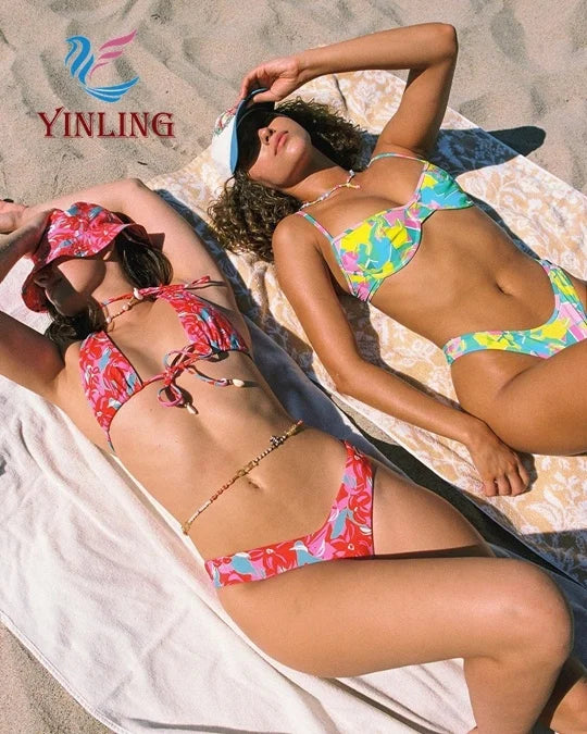 Yinling Custom Bikini Set Women's Swimwear with Logo Print 2-Piece Set with Custom Towel