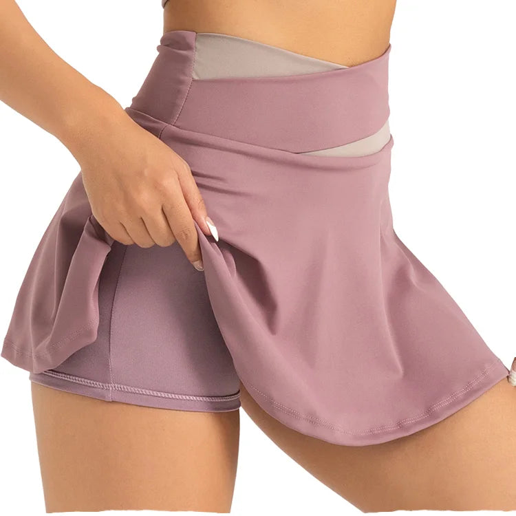 Custom Logo Breathable Moisture Wicking Quick Dry Women's High Waisted Anti-Exposure Golf Skorts Skirts Lightweight Elastic