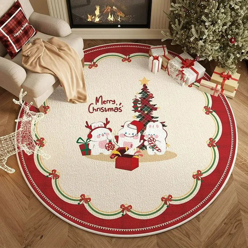 Modern Anti-Slip Neutral Foot Indoor Area Rug Christmas Elk Crystal Velvet Red Carpet Geometric Waterproof for Four Seasons