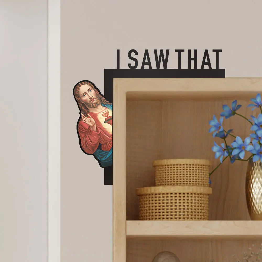 Jesus I Saw That Door Sitter Funny Hanger Wood Frame Corner Easter St. Patrick's Day Decoration