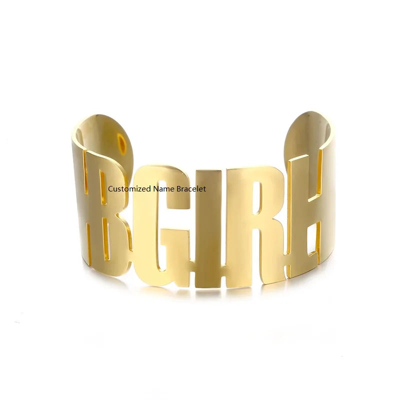 Gold-Plated Shiny Stainless Steel Open Wide Cuff Bangle Bracelet Punk Style New Feature for Men's Parties Gifts Women's Jewelry