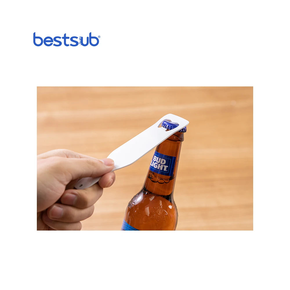 Bestsub Wholesale Custom 4*14cm Eco-Friendly Modern Sublimation Blanks Full White Stainless Steel Keychain Flat Cap Bottle