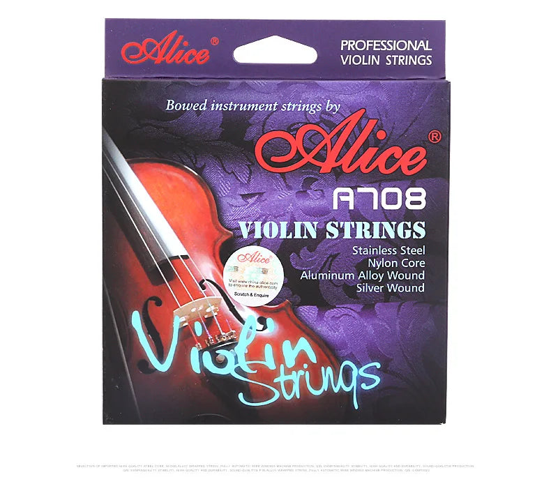 China Supplier Recommend Alice A708 Violin Strings Violin Parts 4/4 1/41/2 Violin Strings Sets