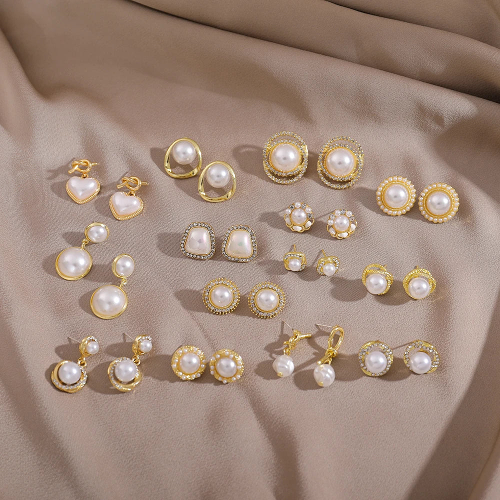 VKME Baroque Pearl Earrings Small Silver  Needle Drop Hoop Jewelry Gold Plated Women Pearl Stud Earrings