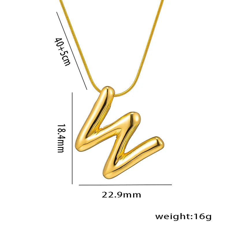 Stainless Steel English Letter Necklace Pendant Simple Style Bath Wear Not Fading Collarbone Chain Alphabet Necklaces