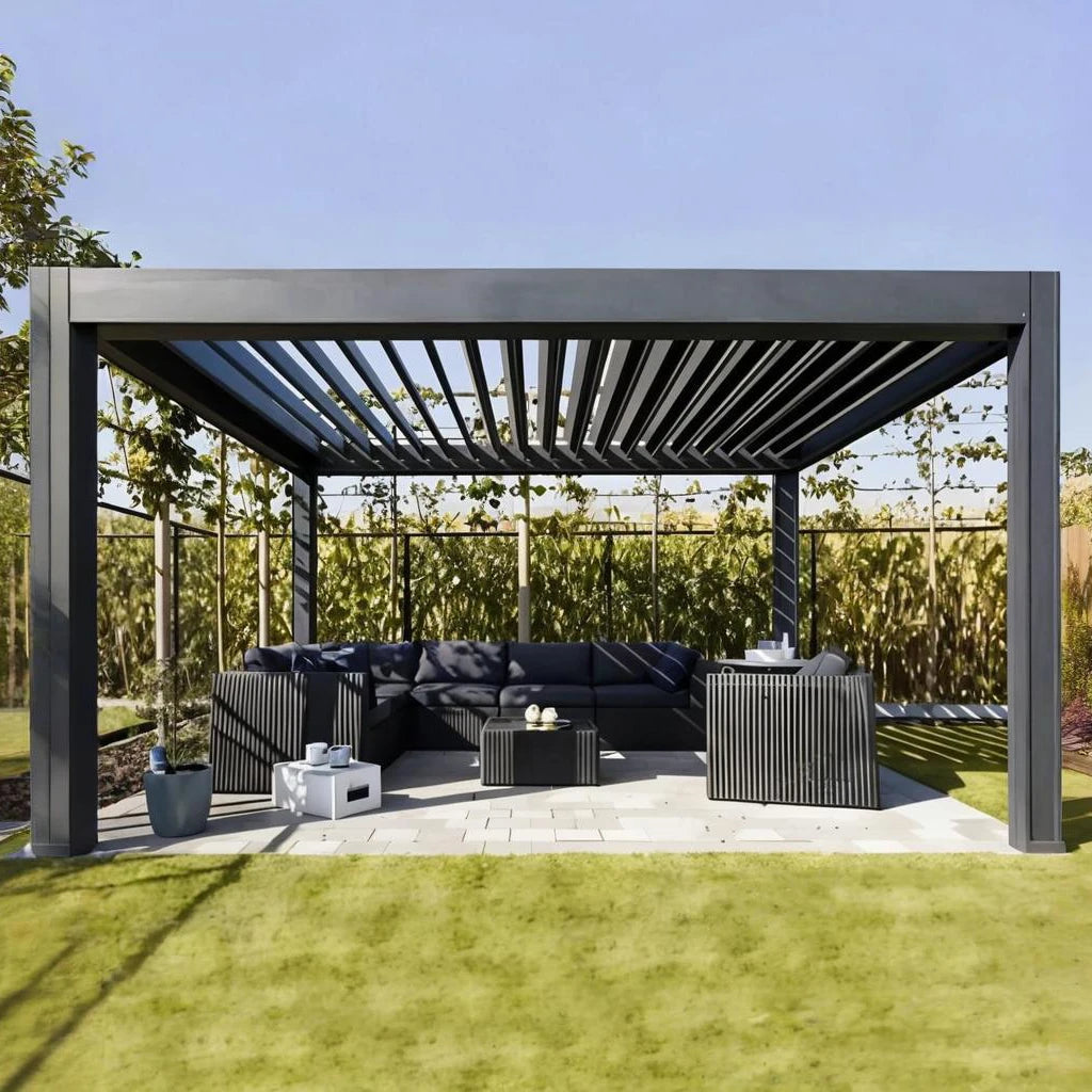 Modern Bioclimatic Pavilion Motorized Waterproof Louvered Aluminium Gazebo Outdoor Garden Arches Aluminum Pergola