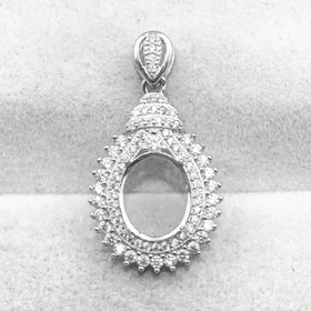 Sterling Silver 9*11mm Semi Mount Pendant Empty Frame Blank Support Setting S925 Base Holder Without Center Stone for DIY Inlay